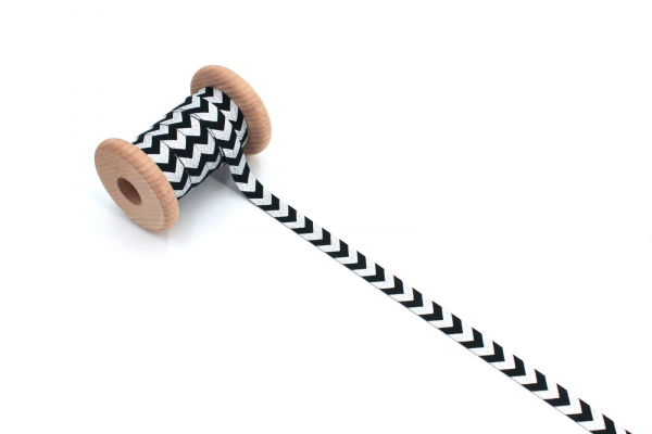 Webband Chevron schwarz/silber (1 m)